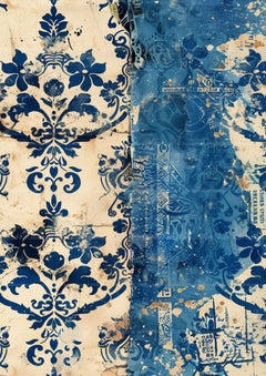 Blue Floral Junk Journal Pages - CraftNest - Digital Crafting and Art