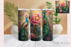 Peony Peacock Skinny Tumbler Wrap Bundle - CraftNest - Digital Crafting and Art