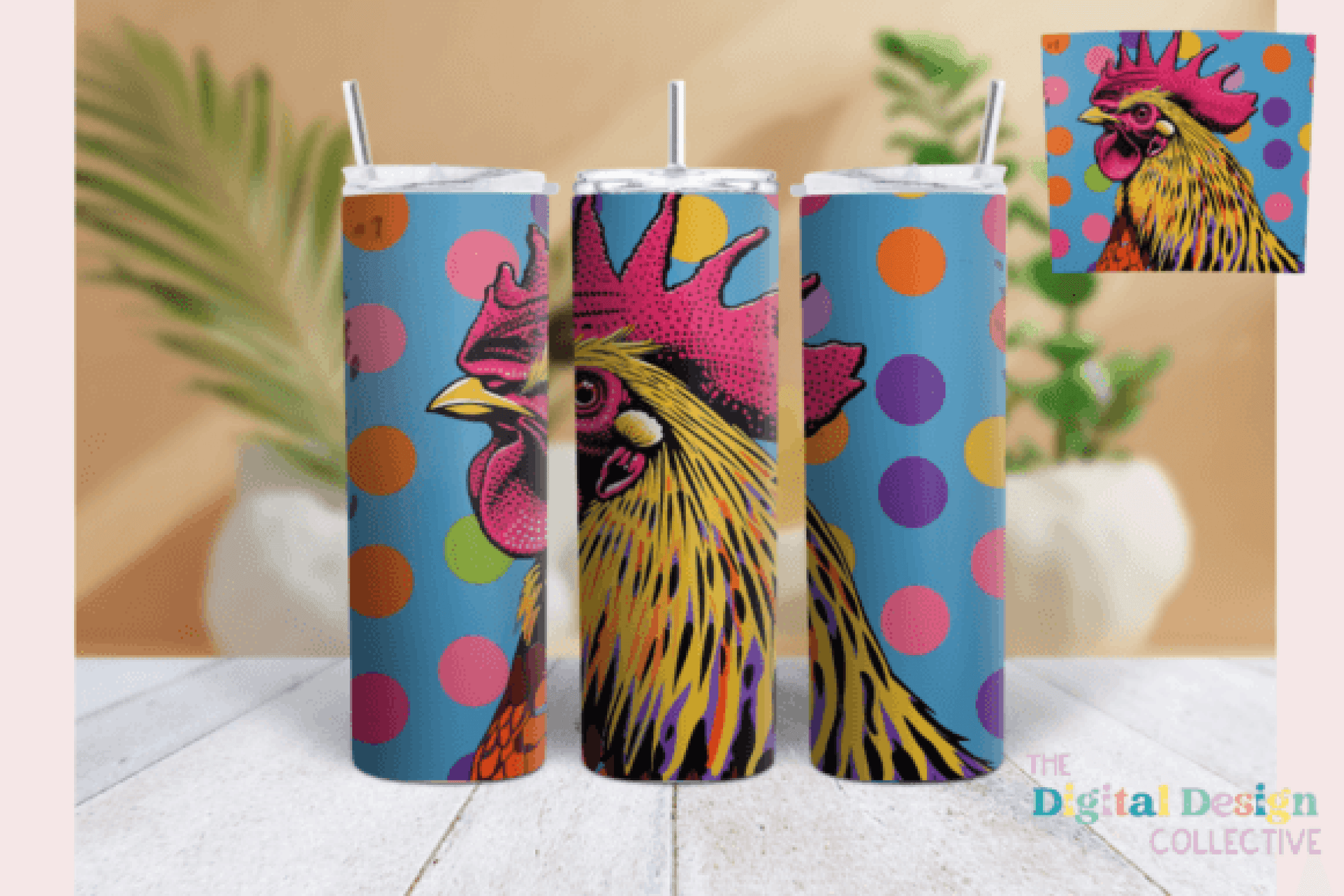 Retro Rooster Skinny Tumbler Wrap Bundle - CraftNest - Digital Crafting and Art