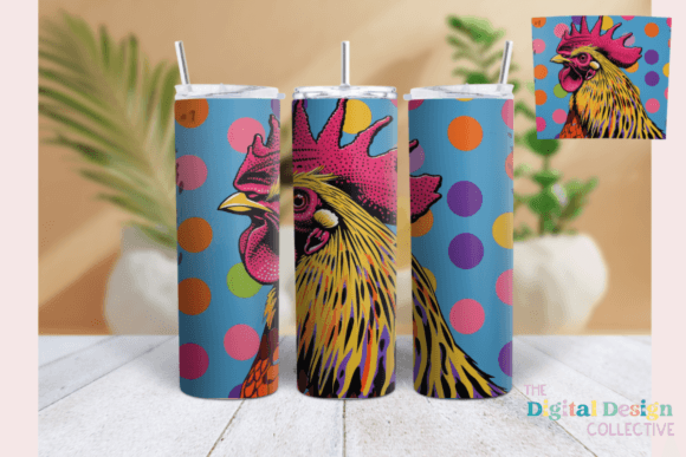 Retro Rooster Skinny Tumbler Wrap Bundle - CraftNest - Digital Crafting and Art