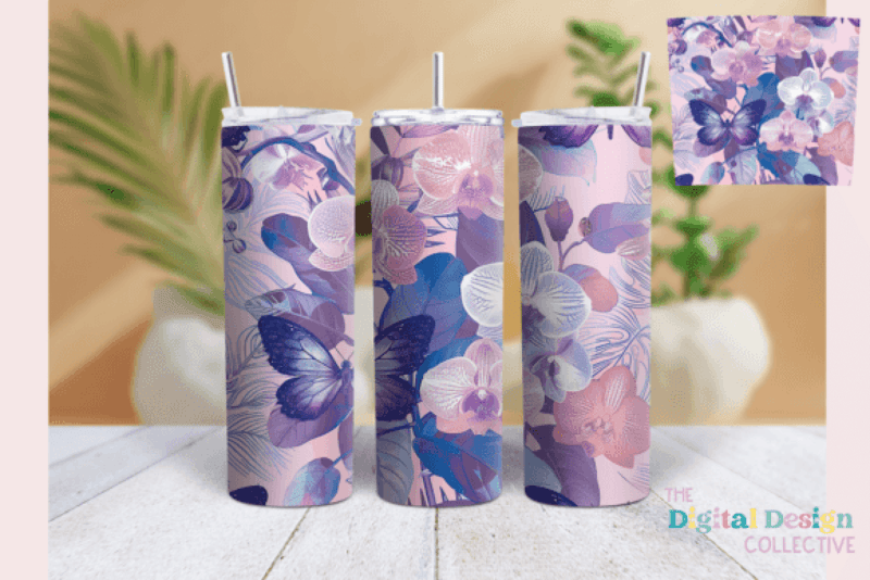 Purple Orchids Skinny Tumbler Wrap Bundle - CraftNest - Digital Crafting and Art