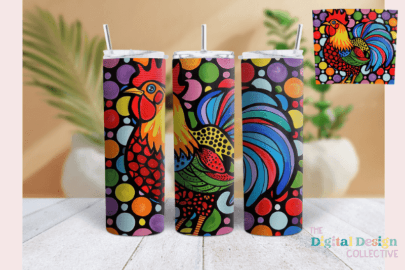 Retro Rooster Skinny Tumbler Wrap Bundle - CraftNest - Digital Crafting and Art