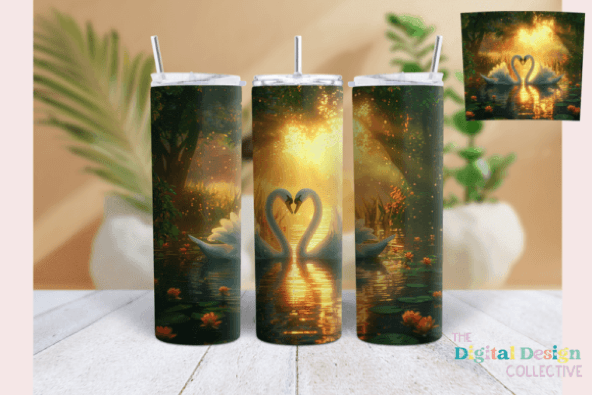 Sunset Swans Tumbler Wrap Bundle - CraftNest - Digital Crafting and Art