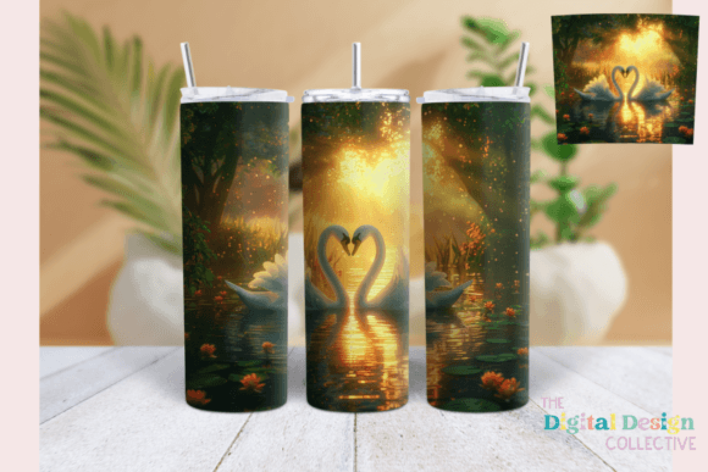 Sunset Swans Tumbler Wrap Bundle - CraftNest - Digital Crafting and Art