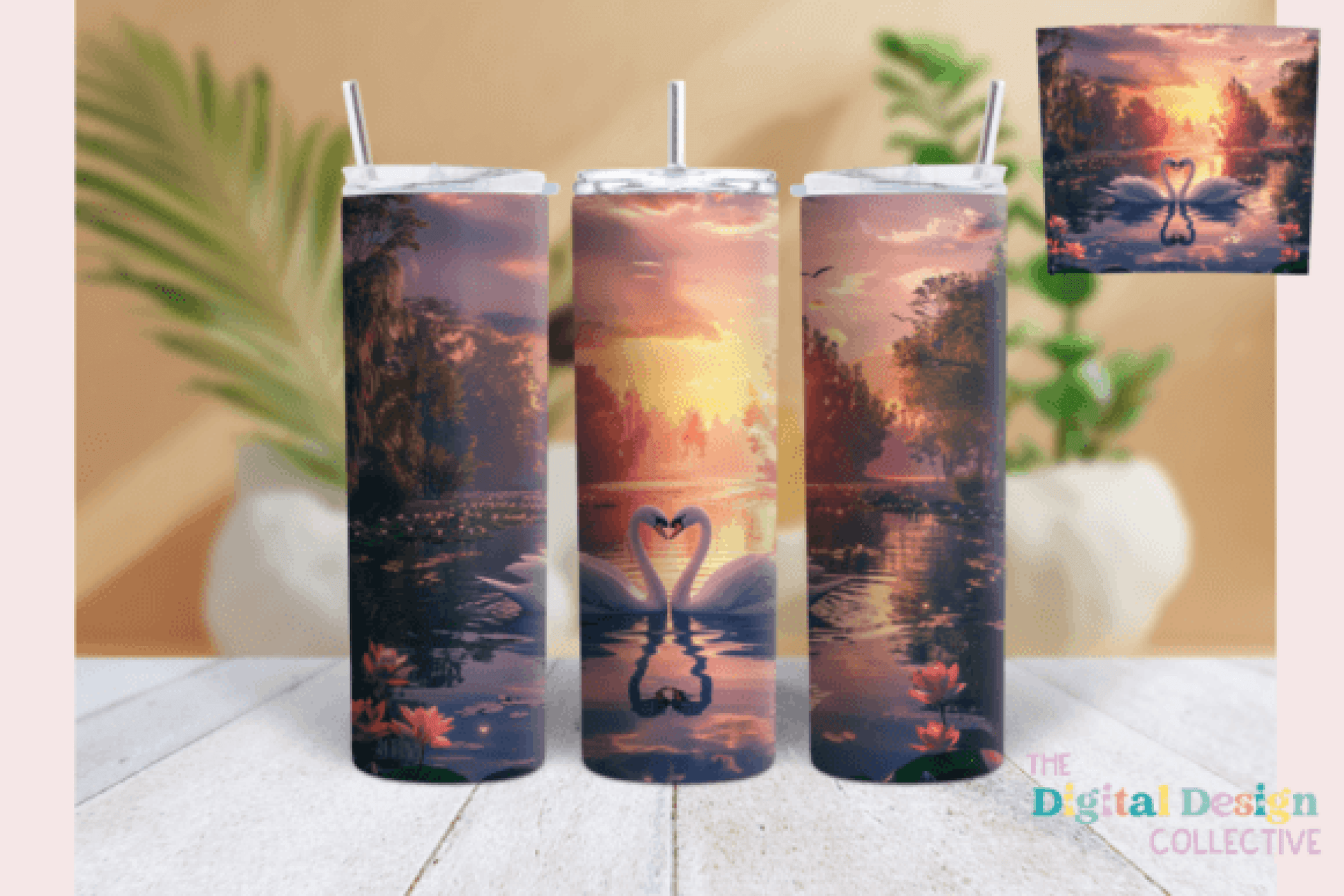 Sunset Swans Tumbler Wrap Bundle - CraftNest - Digital Crafting and Art