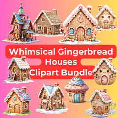 Whimsical Gingerbread Houses Clipart Bundle - CraftNest - Digital Crafting and Art