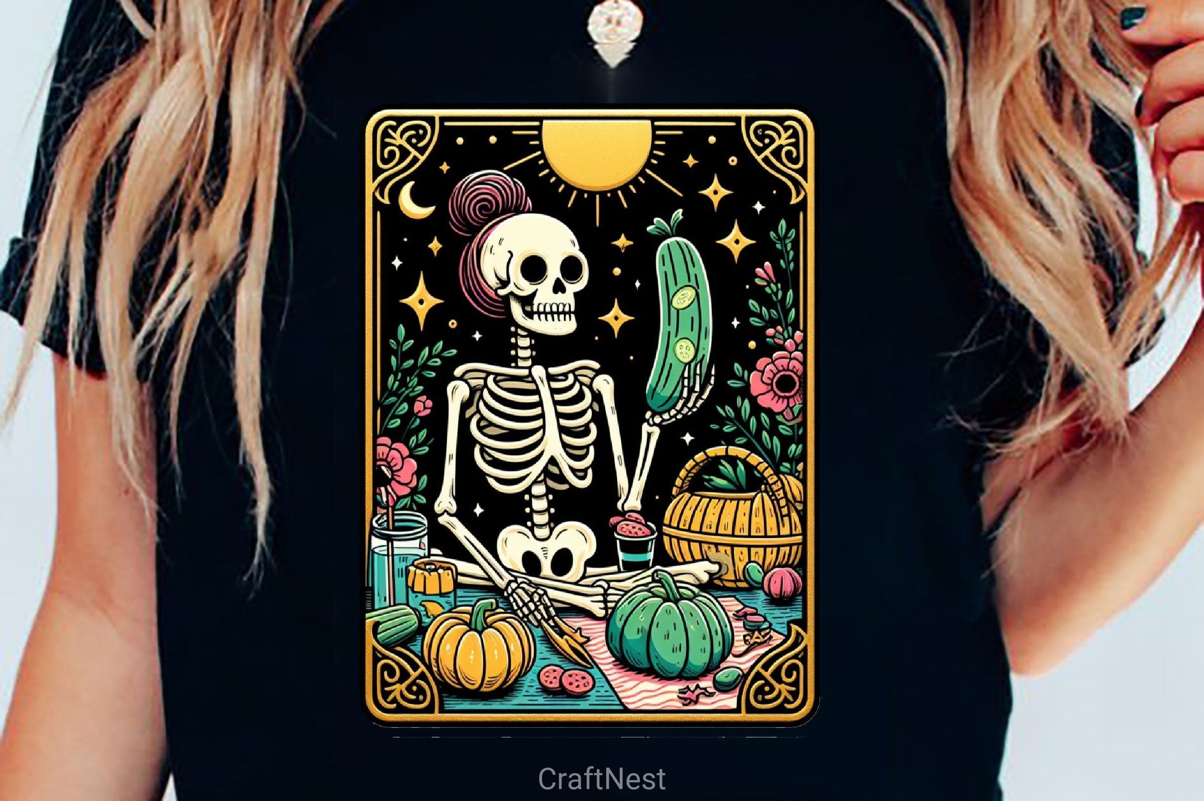 Funny Gardening Skeleton Tarot Card Clipart Bundle