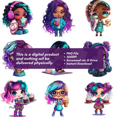 Chibi Girl Coffee Character Clipart - CraftNest - Digital Crafting and Art