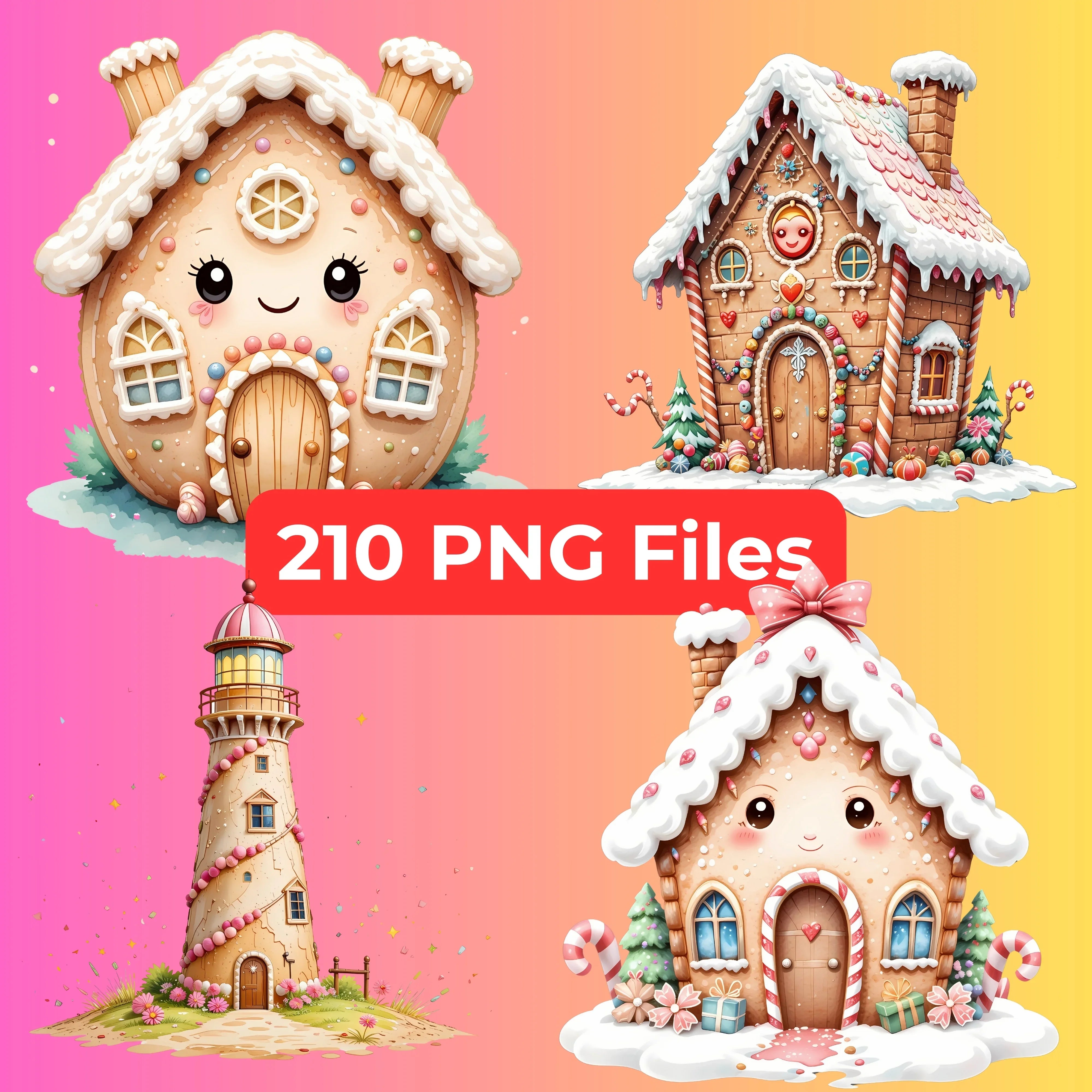 Whimsical Gingerbread Houses Clipart Bundle - CraftNest - Digital Crafting and Art