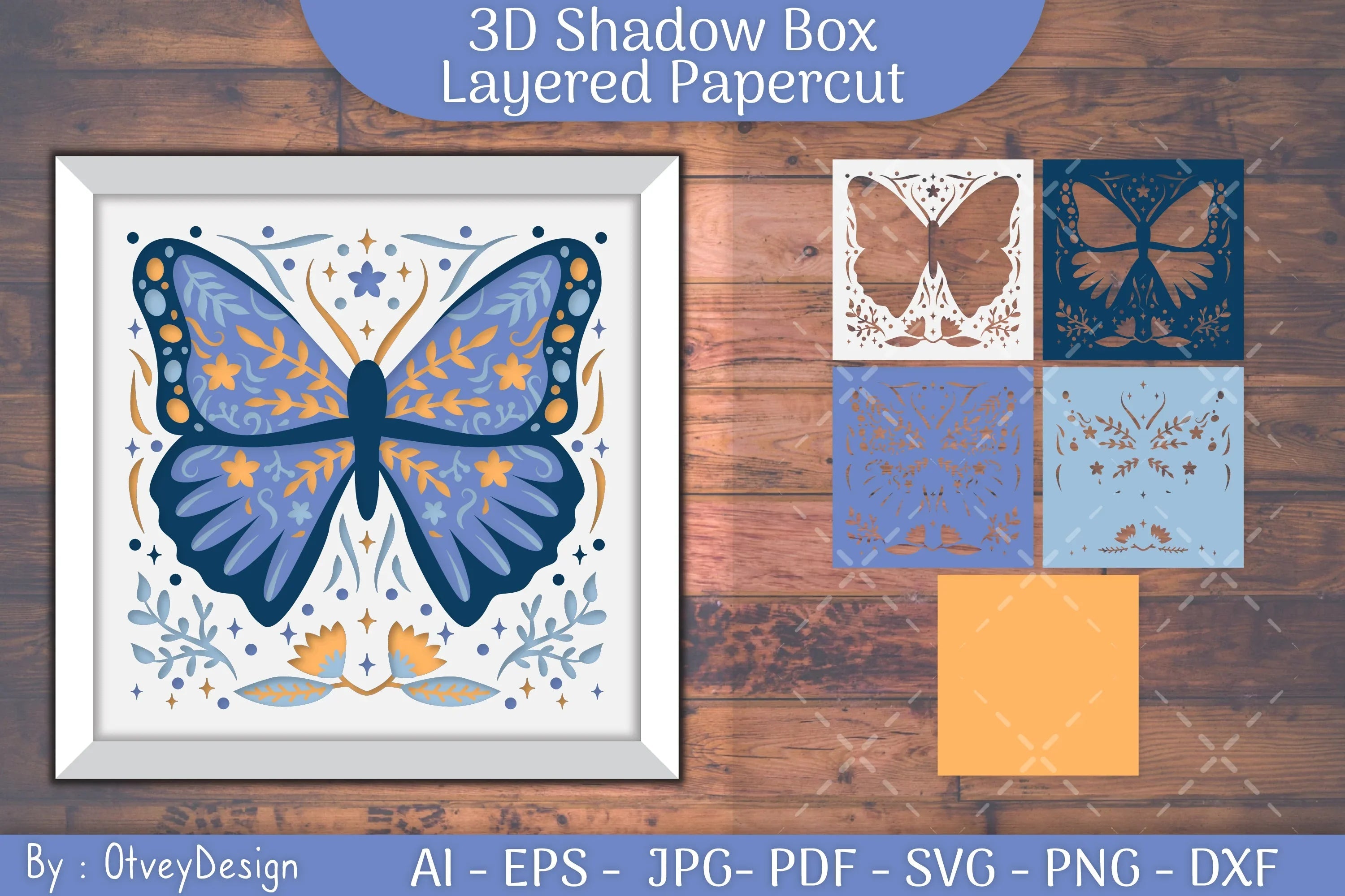 Butterfly Folk Art 3D Shadow Box SVG Bundle 2 - CraftNest - Digital Crafting and Art