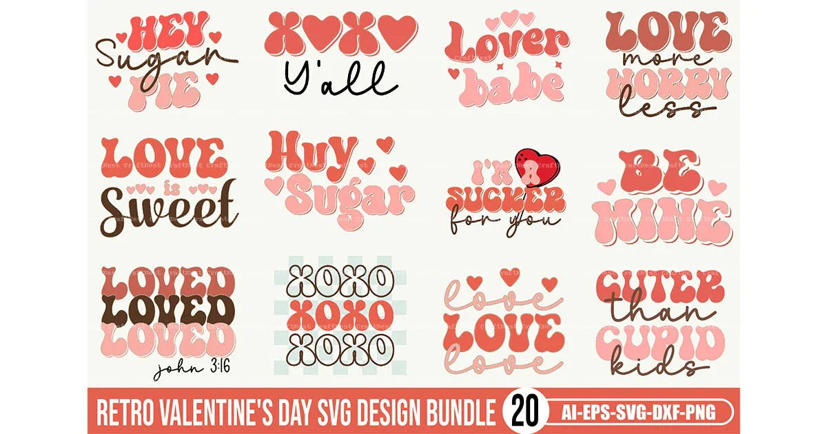 Retro Valentine's Day SVG Bundle