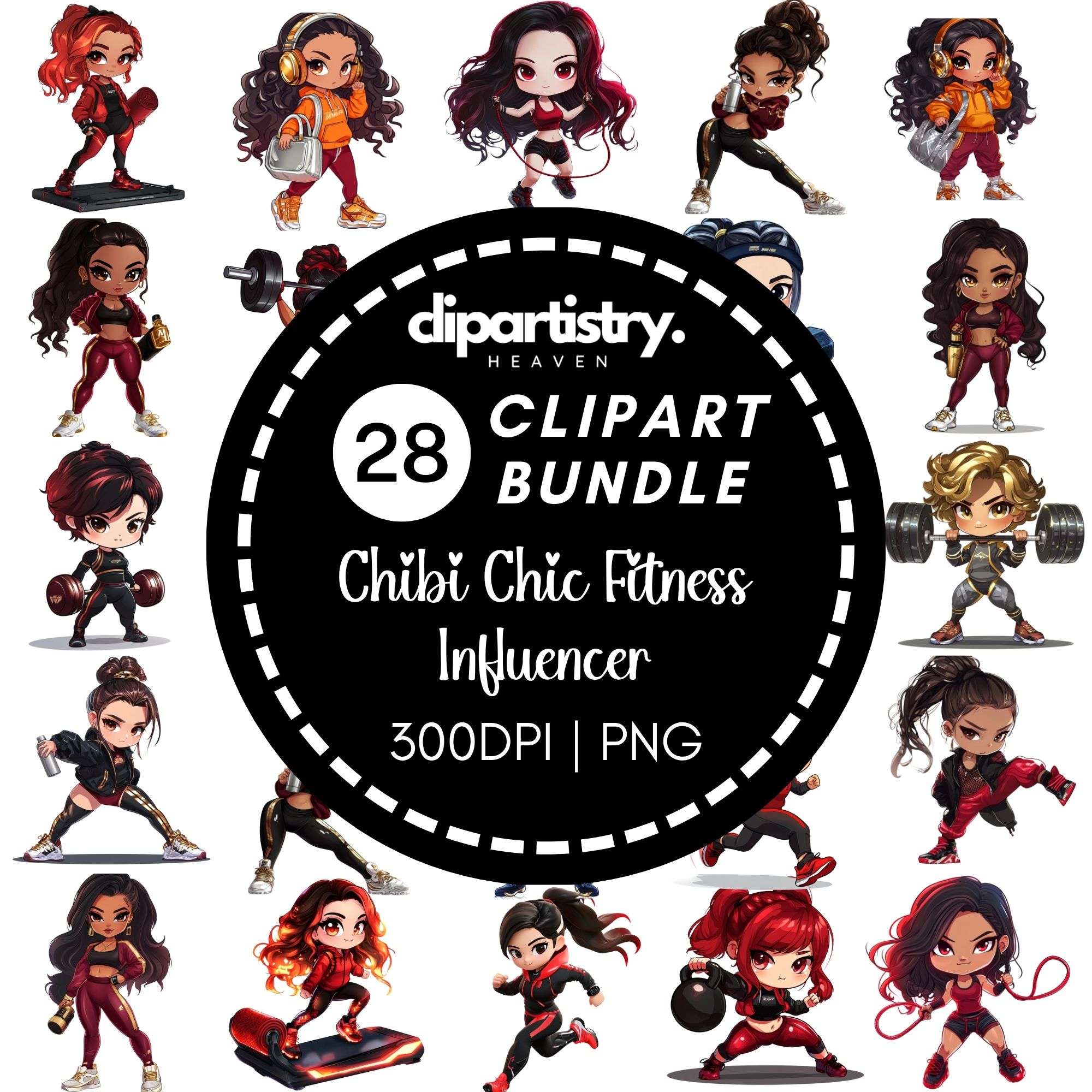 Chibi Chick Fitness Influencer Clipart - CraftNest - Digital Crafting and Art