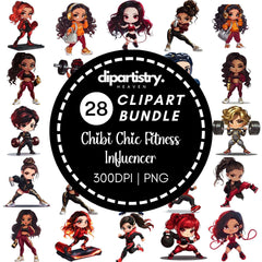 Chibi Chick Fitness Influencer Clipart - CraftNest - Digital Crafting and Art