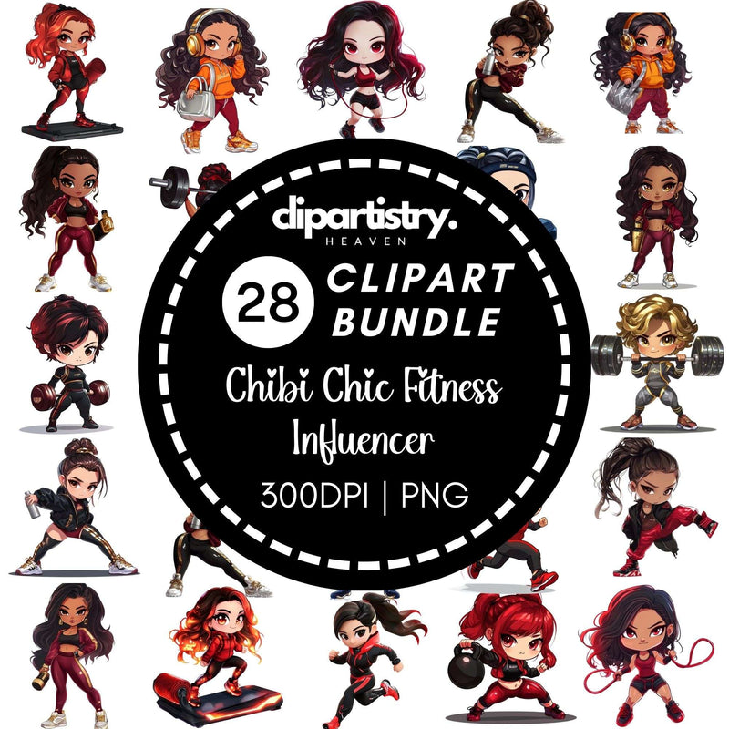 Chibi Chick Fitness Influencer Clipart - CraftNest - Digital Crafting and Art