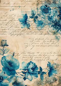 Blue Floral Junk Journal Pages - CraftNest - Digital Crafting and Art