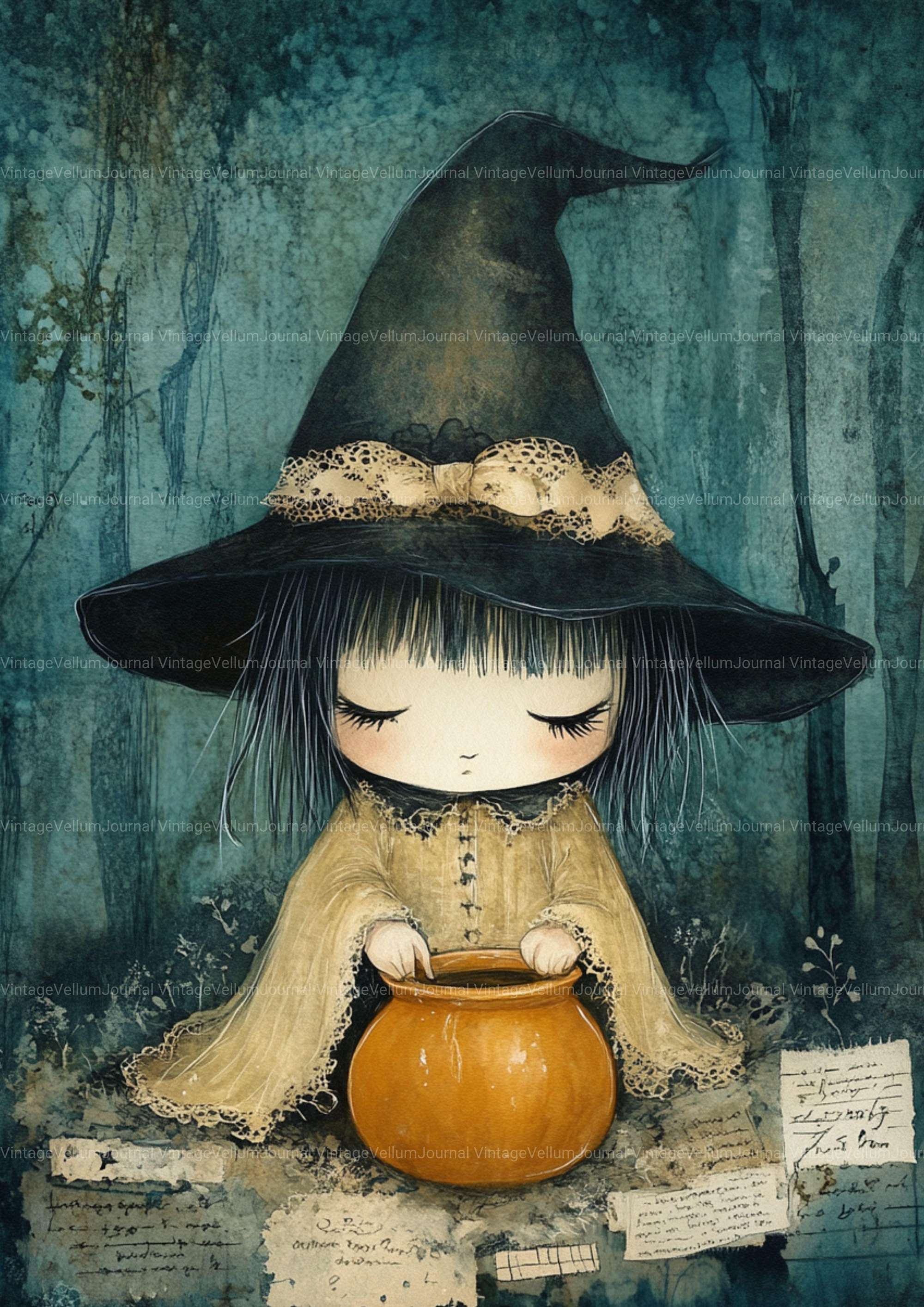 Halloween Chibi Junk Journal Pages - CraftNest - Digital Crafting and Art