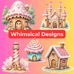 Whimsical Gingerbread Houses Clipart Bundle - CraftNest - Digital Crafting and Art