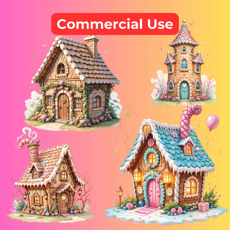 Whimsical Gingerbread Houses Clipart Bundle - CraftNest - Digital Crafting and Art