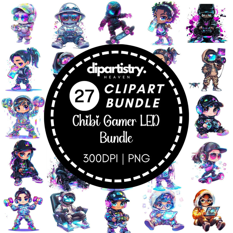 Chibi Gamer LED Bundle Clipart - CraftNest - Digital Crafting and Art