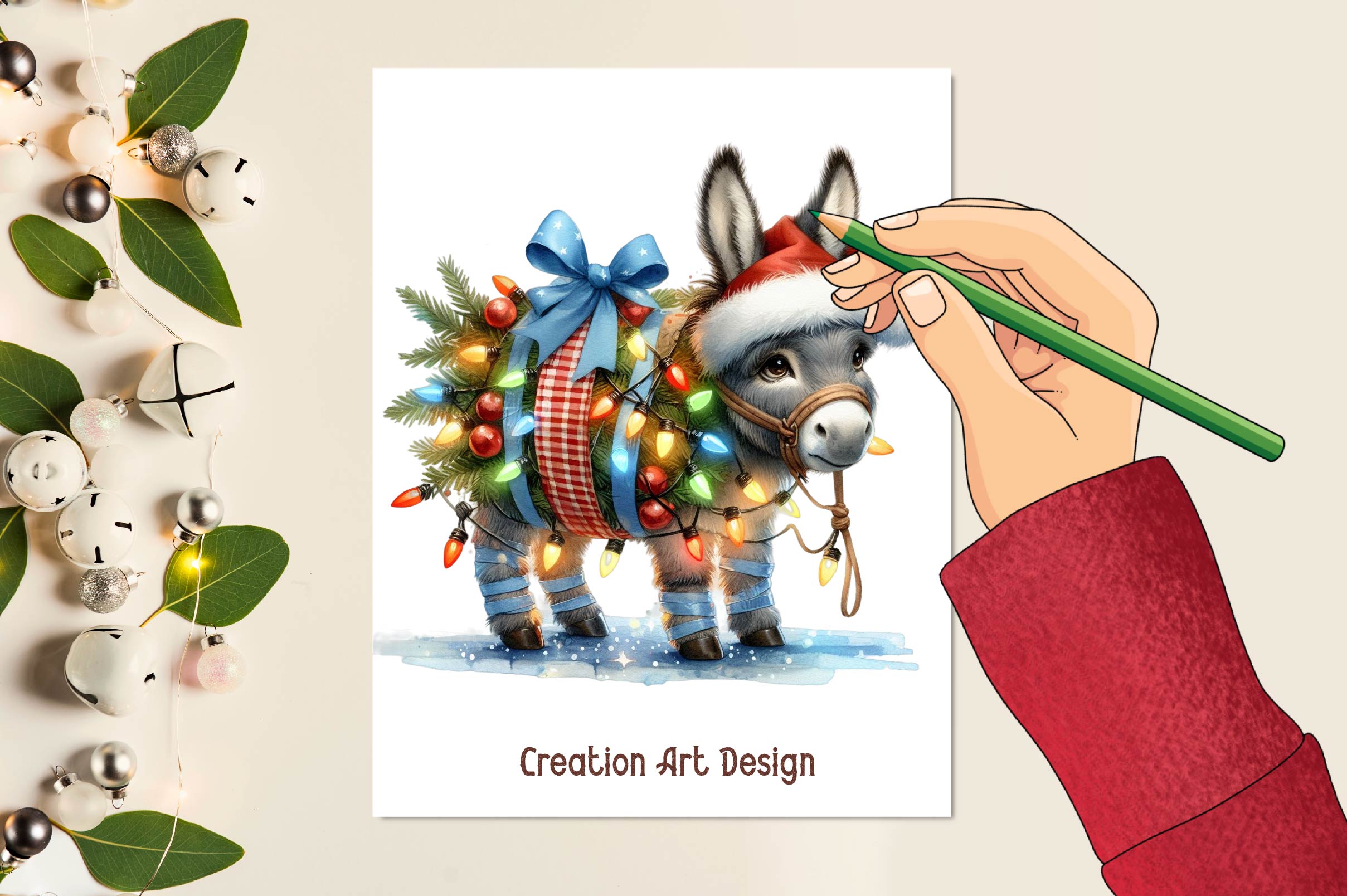 Christmas Donkey Clipart Bundle