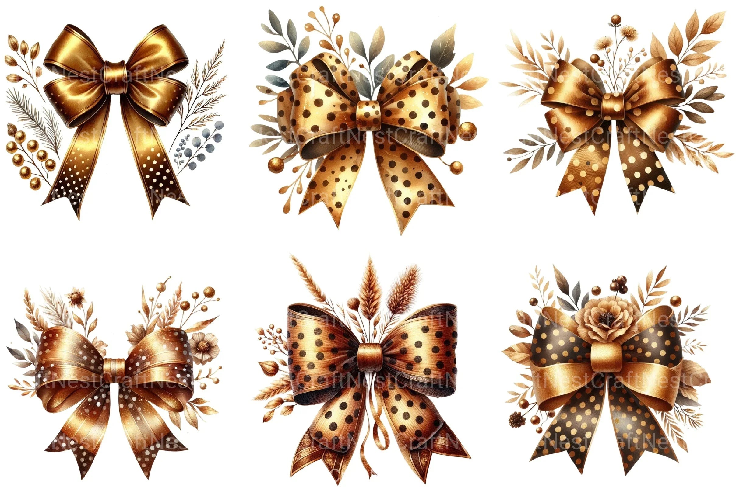 Golden Bow Clipart Bundle - CraftNest - Digital Crafting and Art