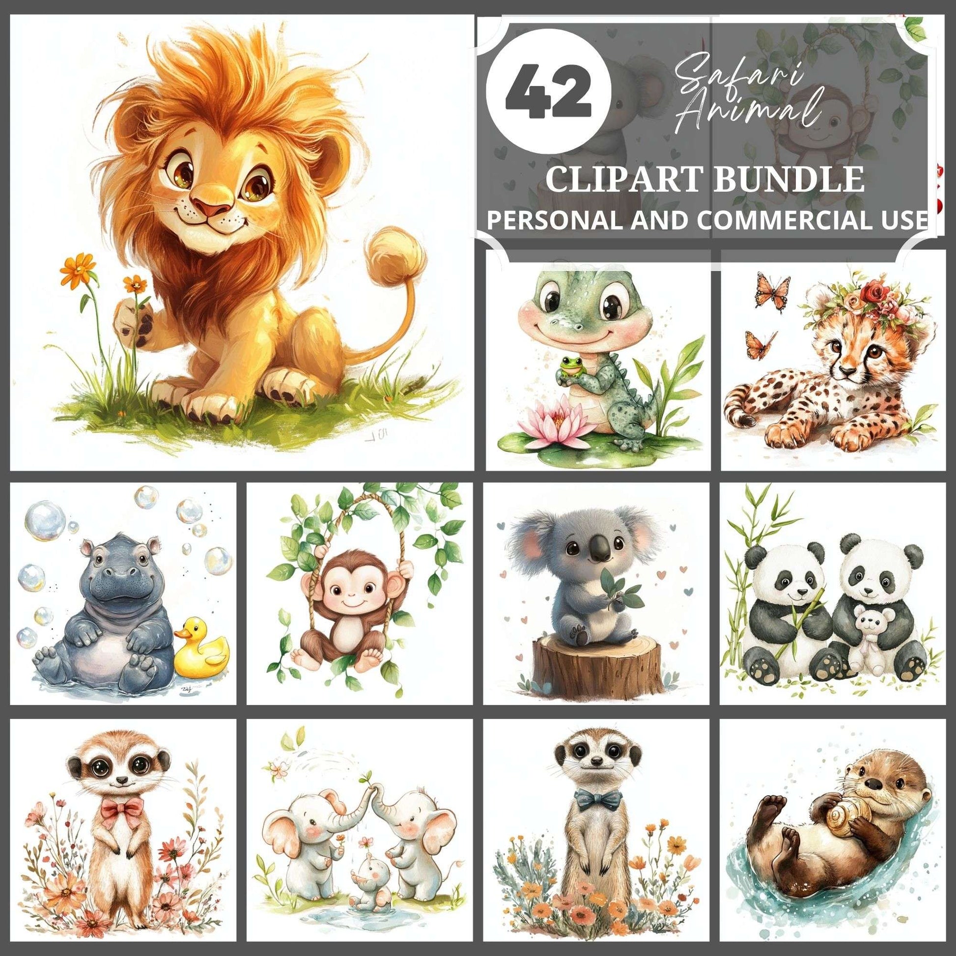 Safari Animals Clipart - CraftNest - Digital Crafting and Art