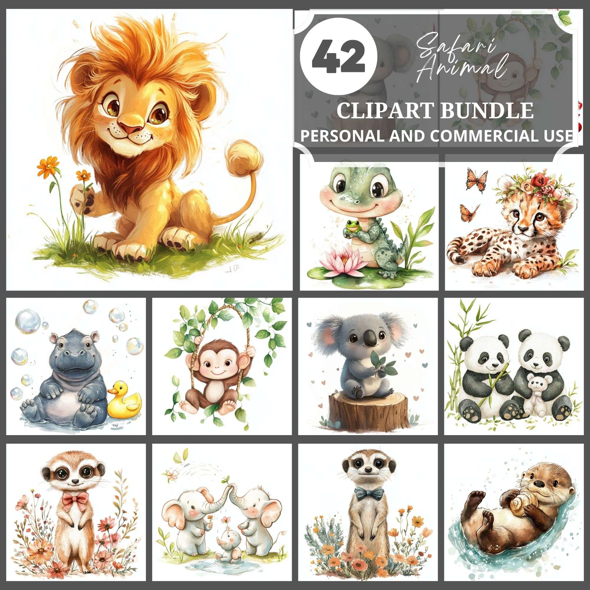 Safari Animals Clipart - CraftNest - Digital Crafting and Art