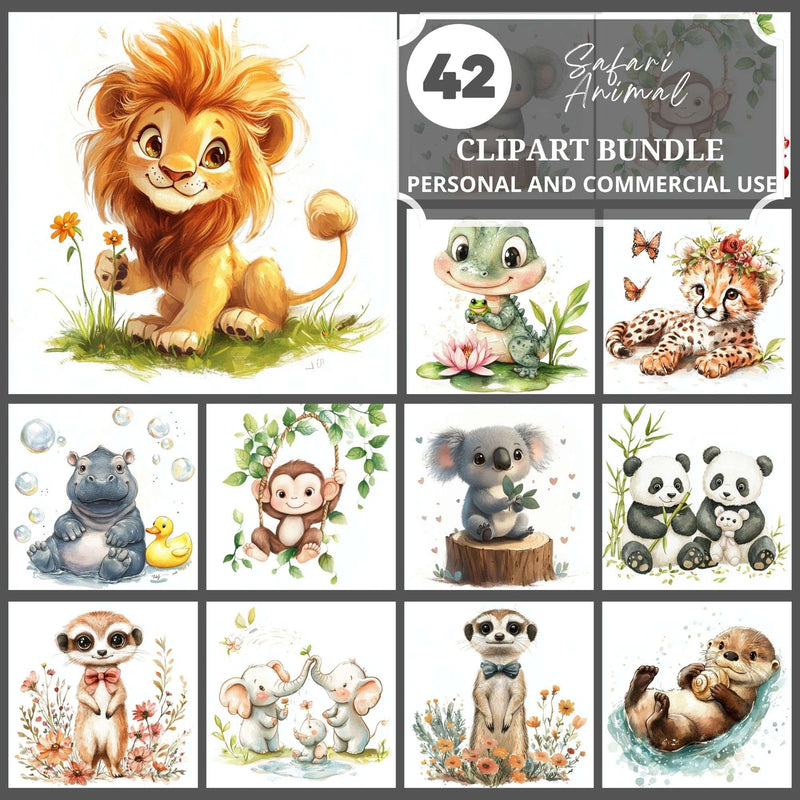 Safari Animals Clipart - CraftNest - Digital Crafting and Art