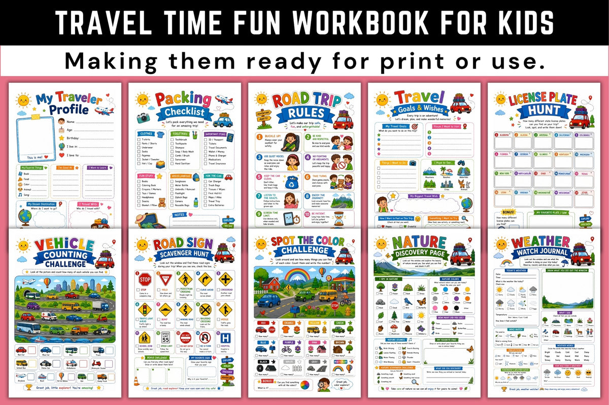 Travel Time Fun for Kids Workbook