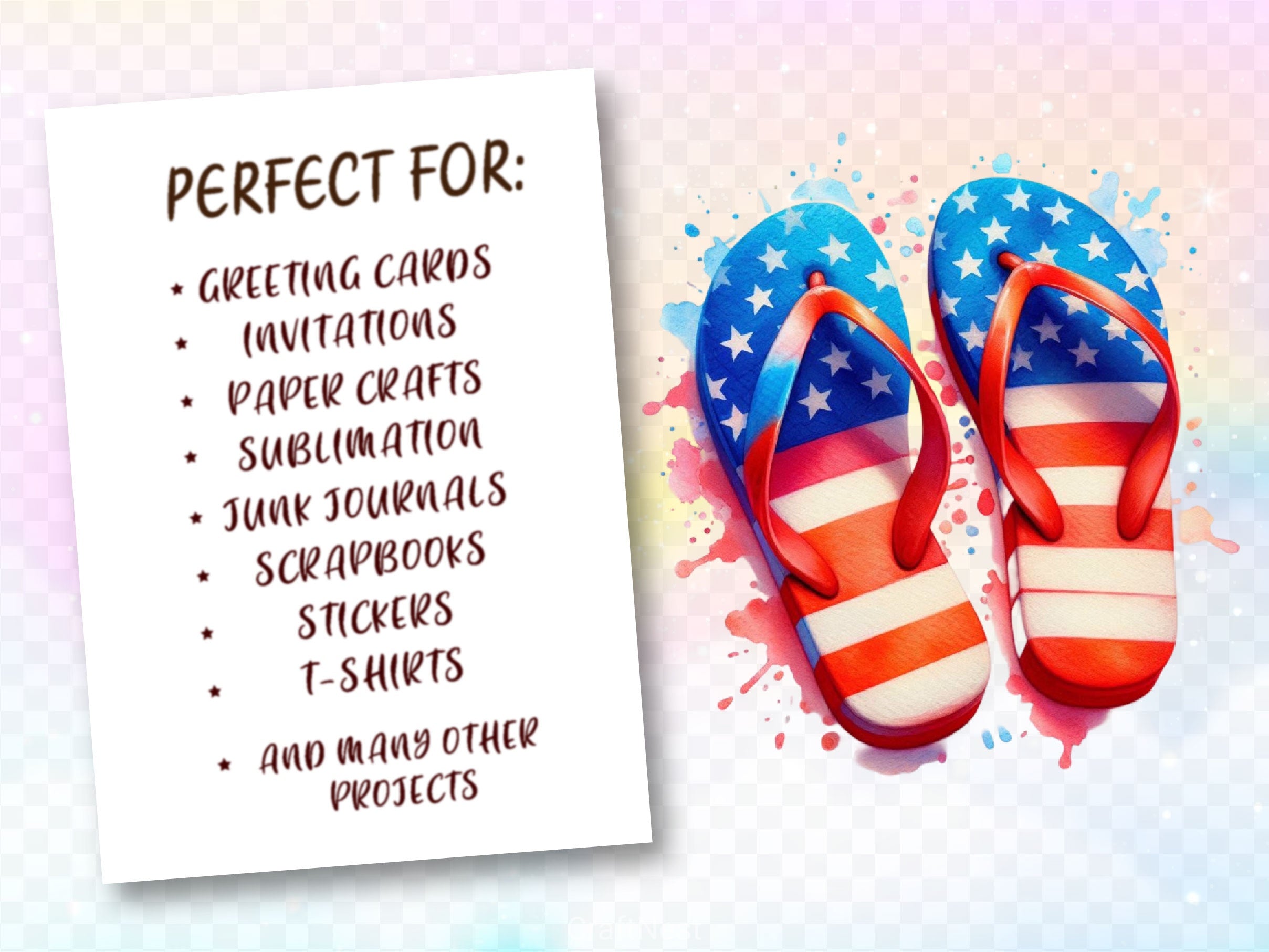 American Flip Flops Clipart Bundle
