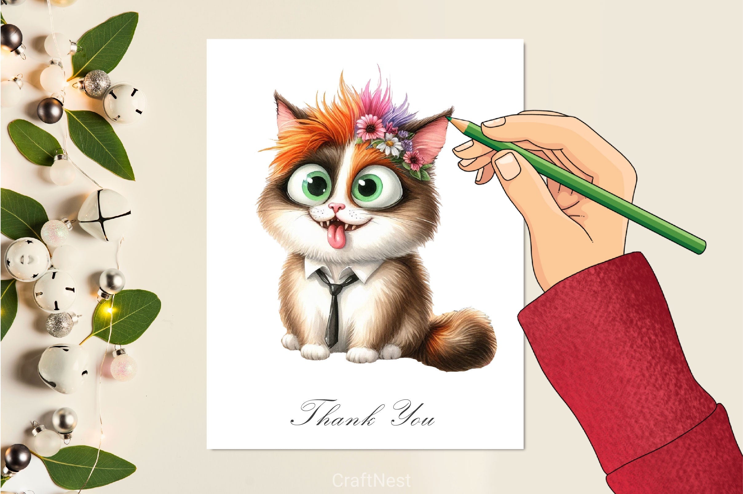 Cute Crazy Cat Clipart Bundle