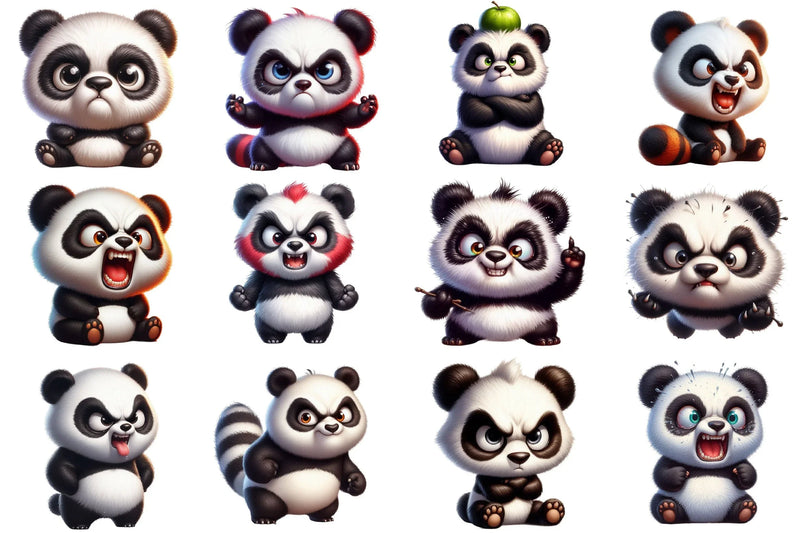 Angry Panda Clipart Bundle - CraftNest - Digital Crafting and Art