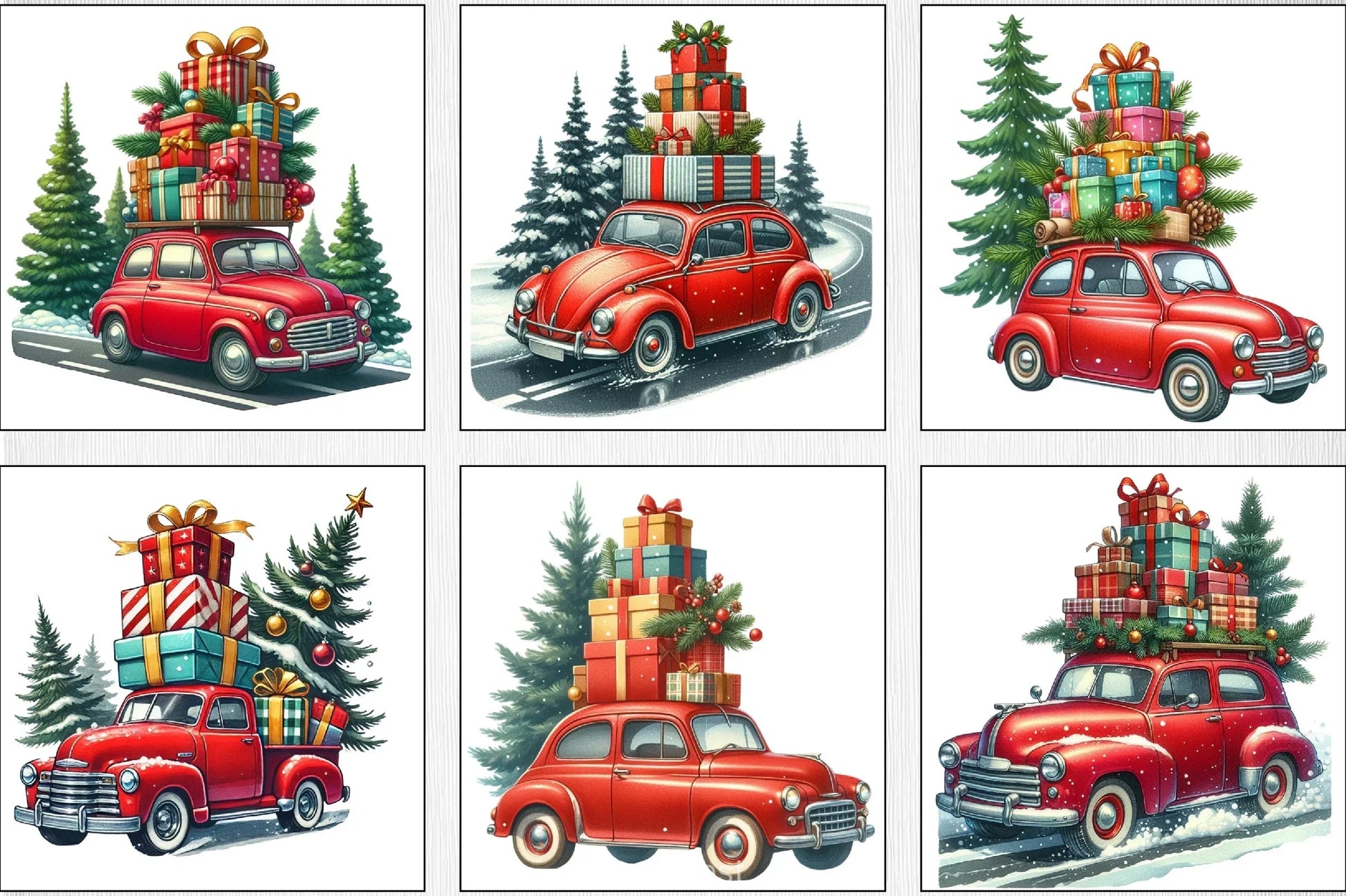 Christmas Cars Clipart Bundle - CraftNest - Digital Crafting and Art