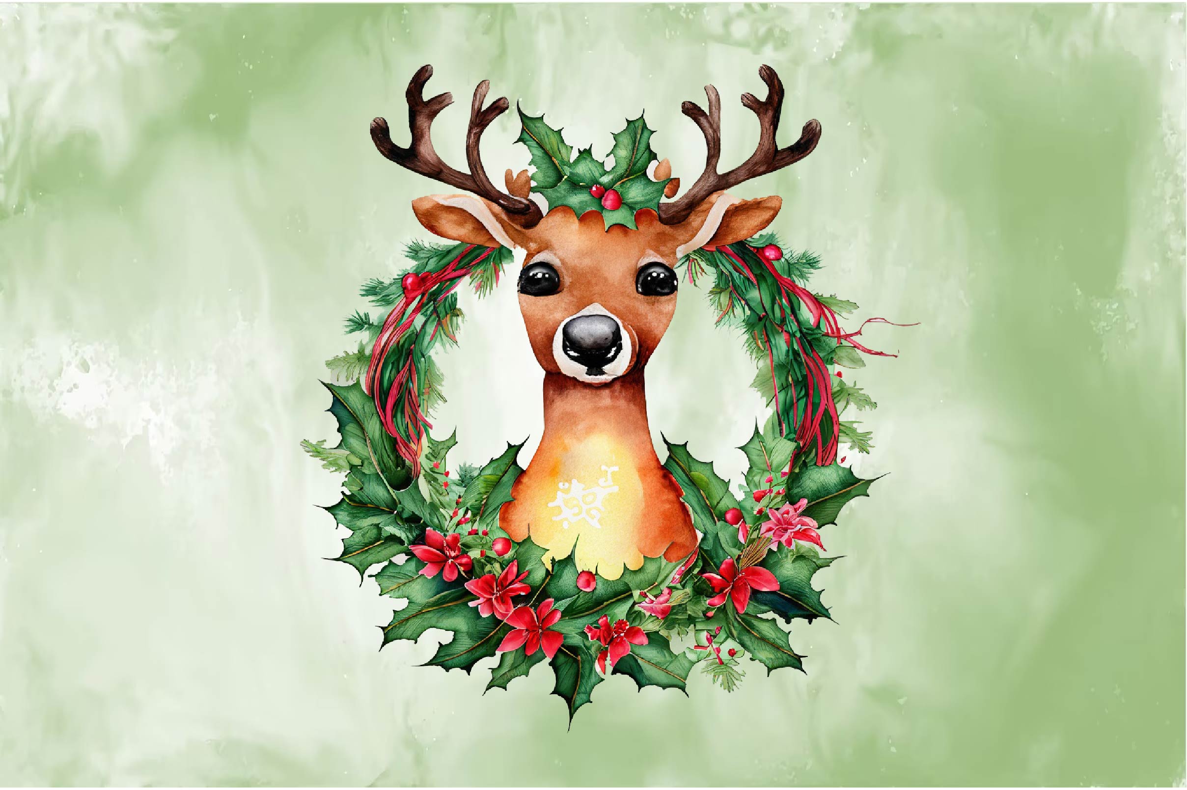 Reindeer With Flower Clipart Bundle