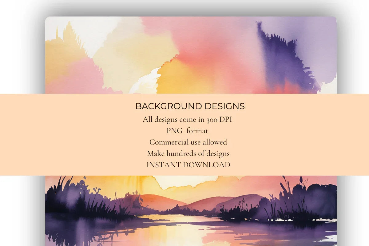Watercolor Sunsets Background Papers - CraftNest - Digital Crafting and Art