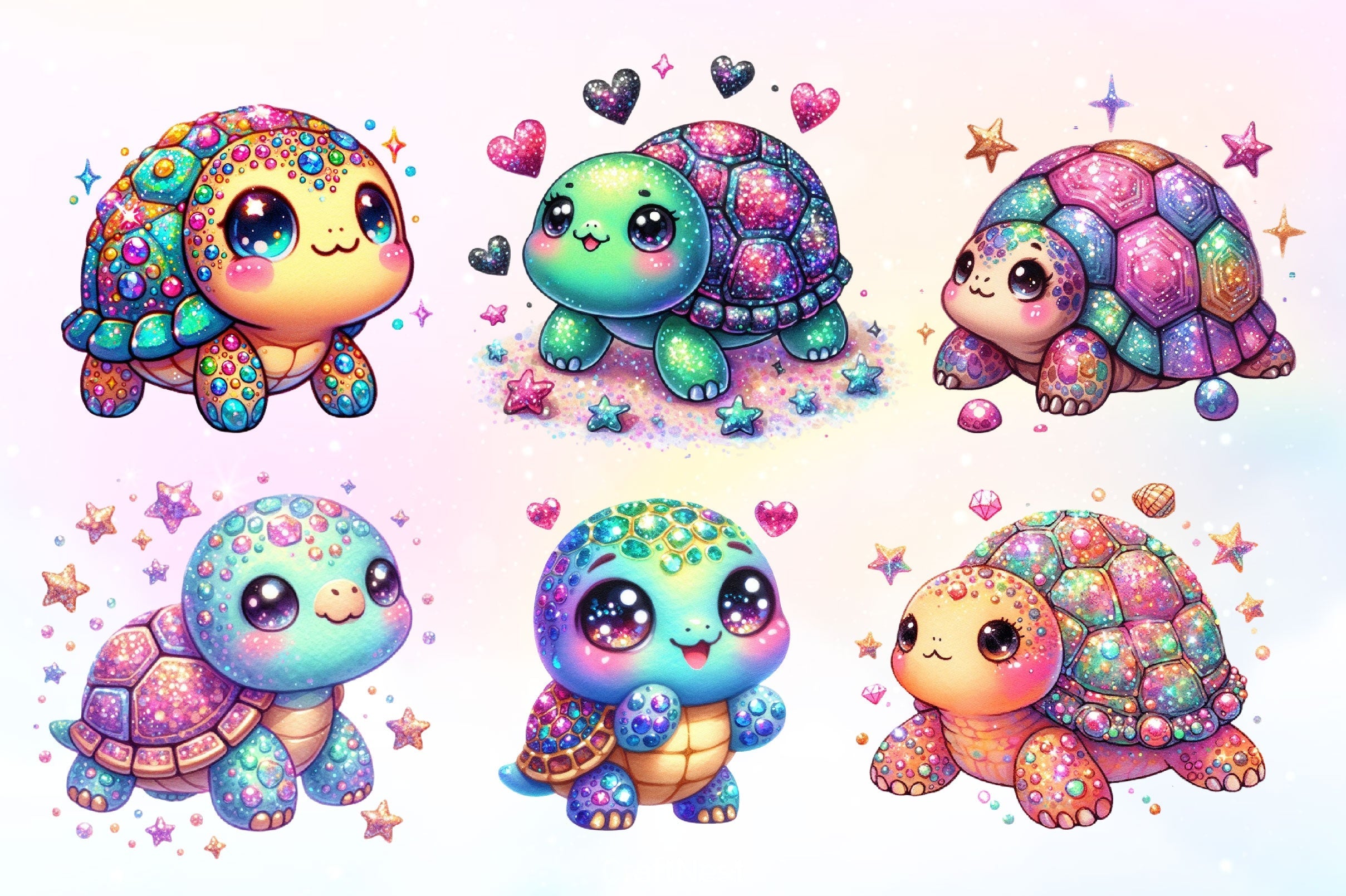Cute Sea Turtle Clipart Bundle 2
