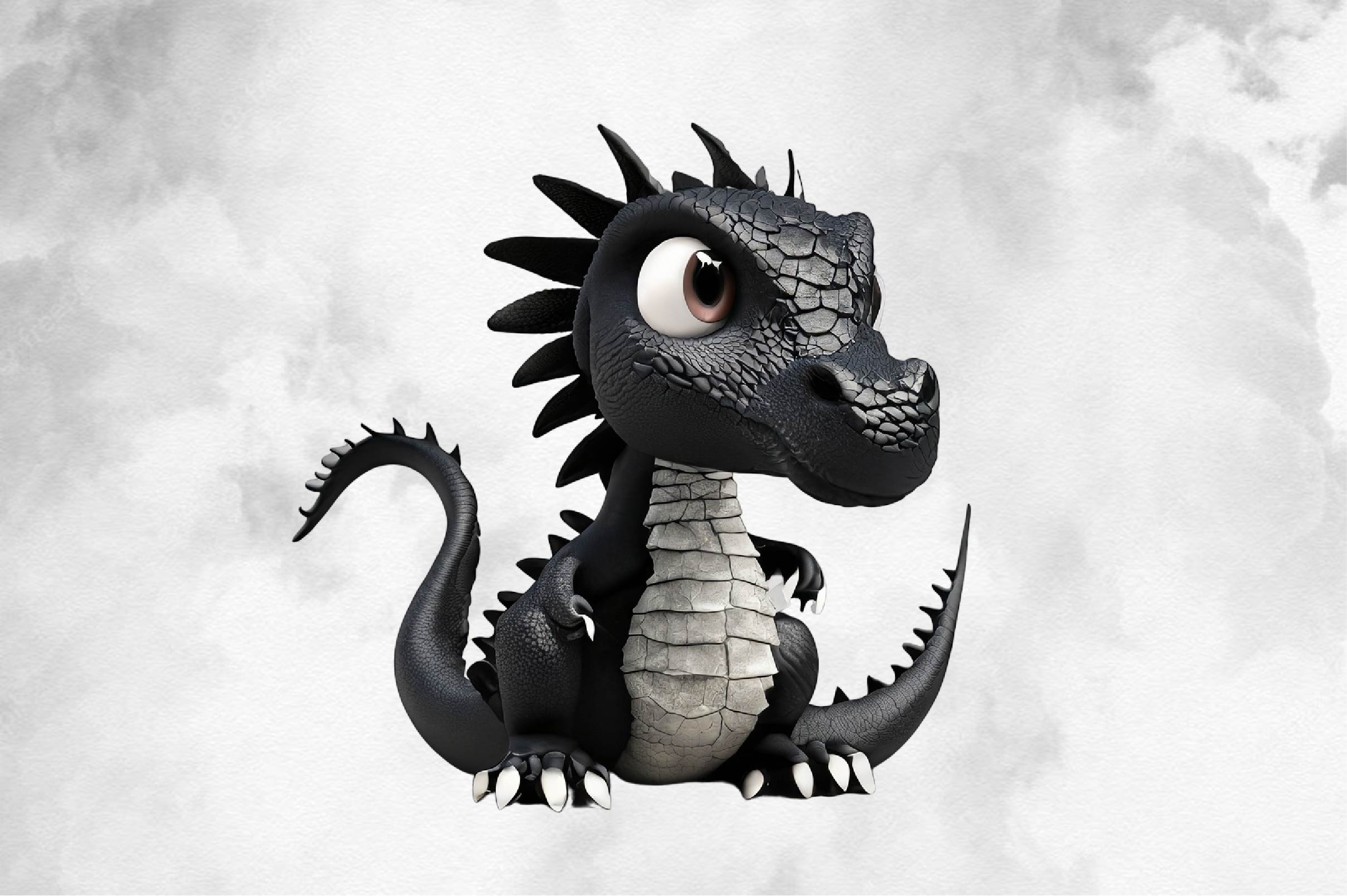 Baby Black Dragon Clipart Bundle