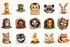 Funny Animals Hole Clipart Bundle - CraftNest - Digital Crafting and Art