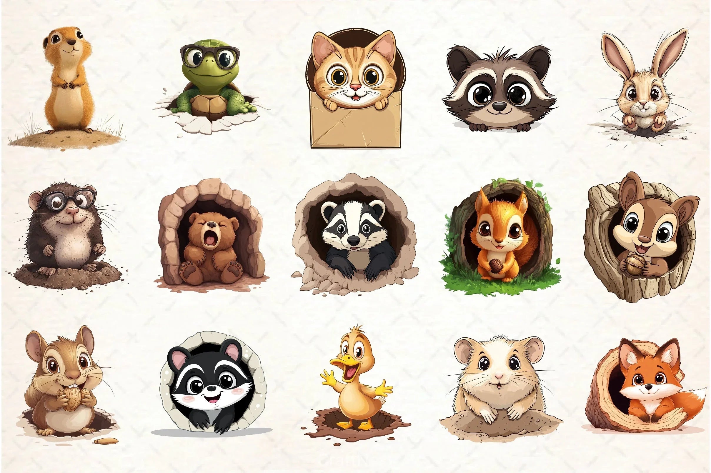 Funny Animals Hole Clipart Bundle - CraftNest - Digital Crafting and Art