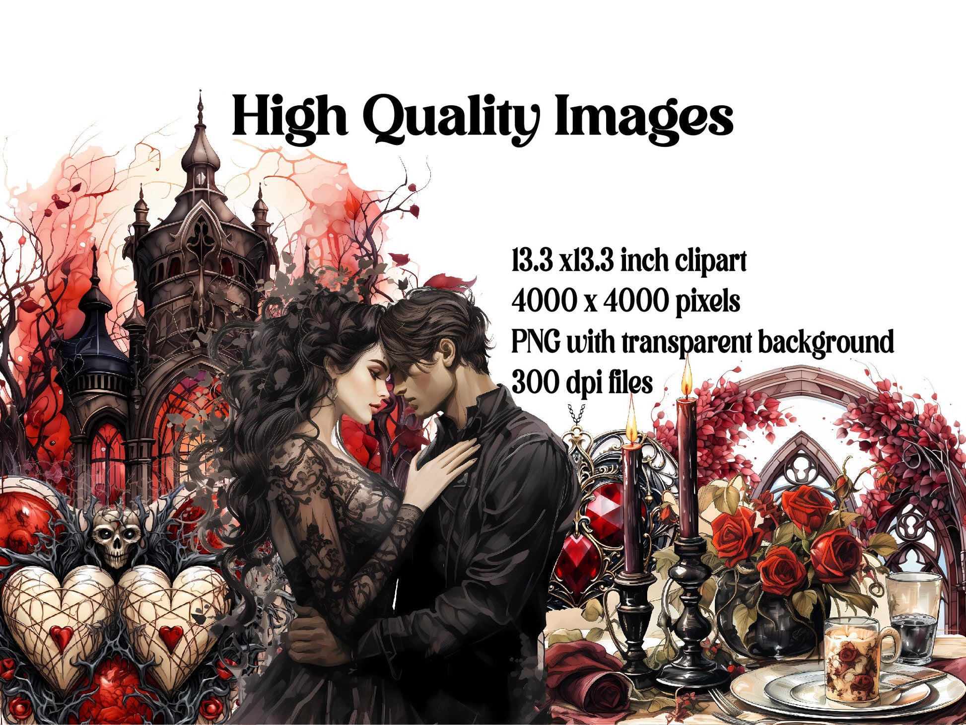 Gothic Valentine Clipart - CraftNest