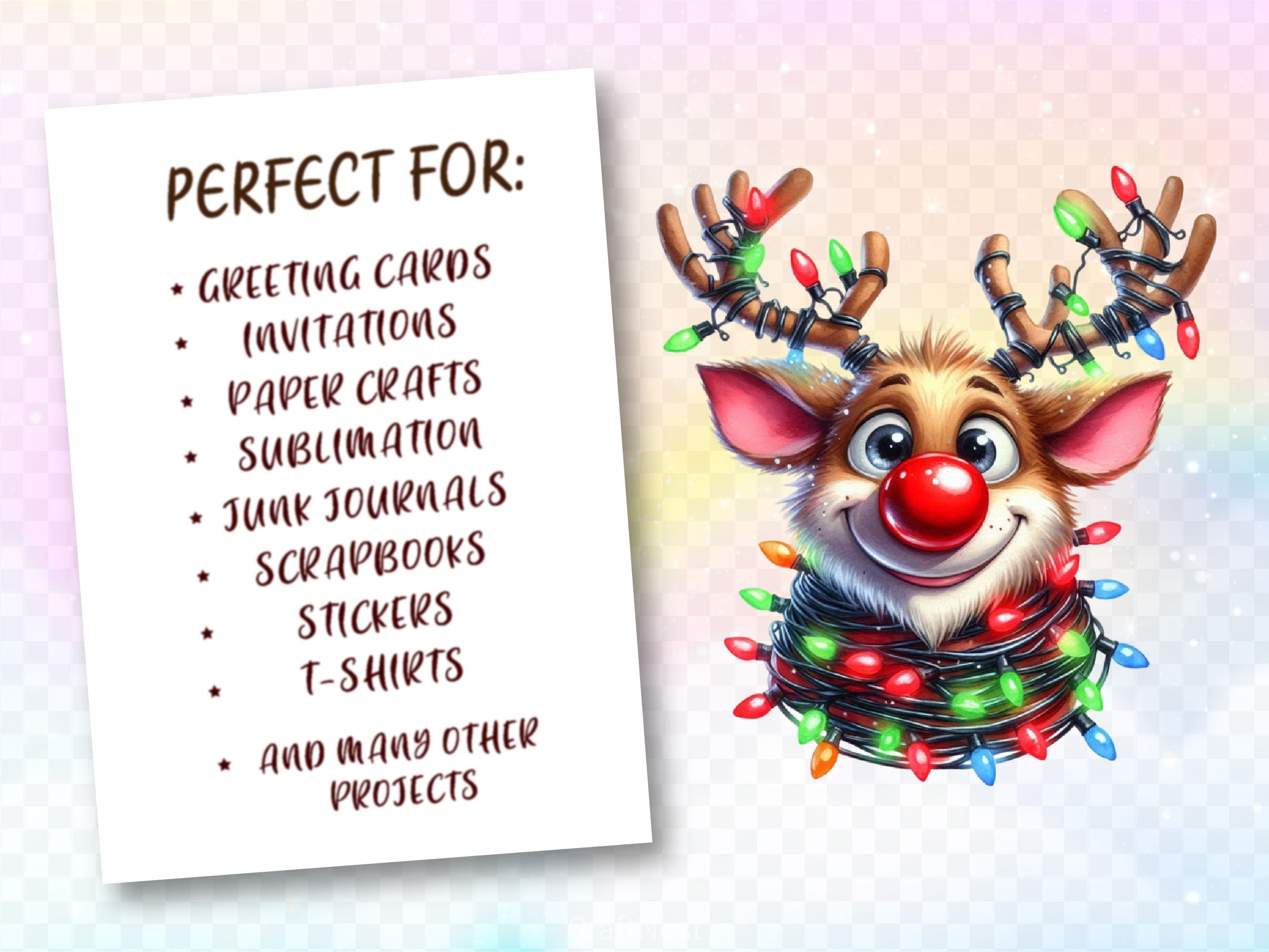 Funny Christmas Reindeer Clipart Bundle 4