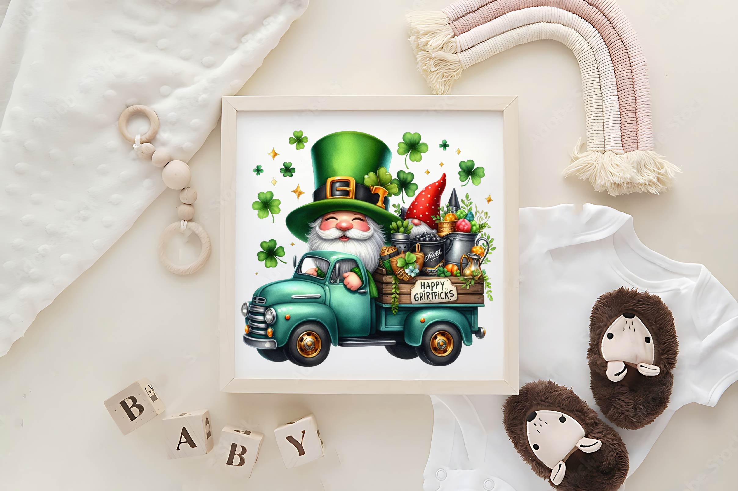St Patrick's Gnome Truck Clipart Bundle 2