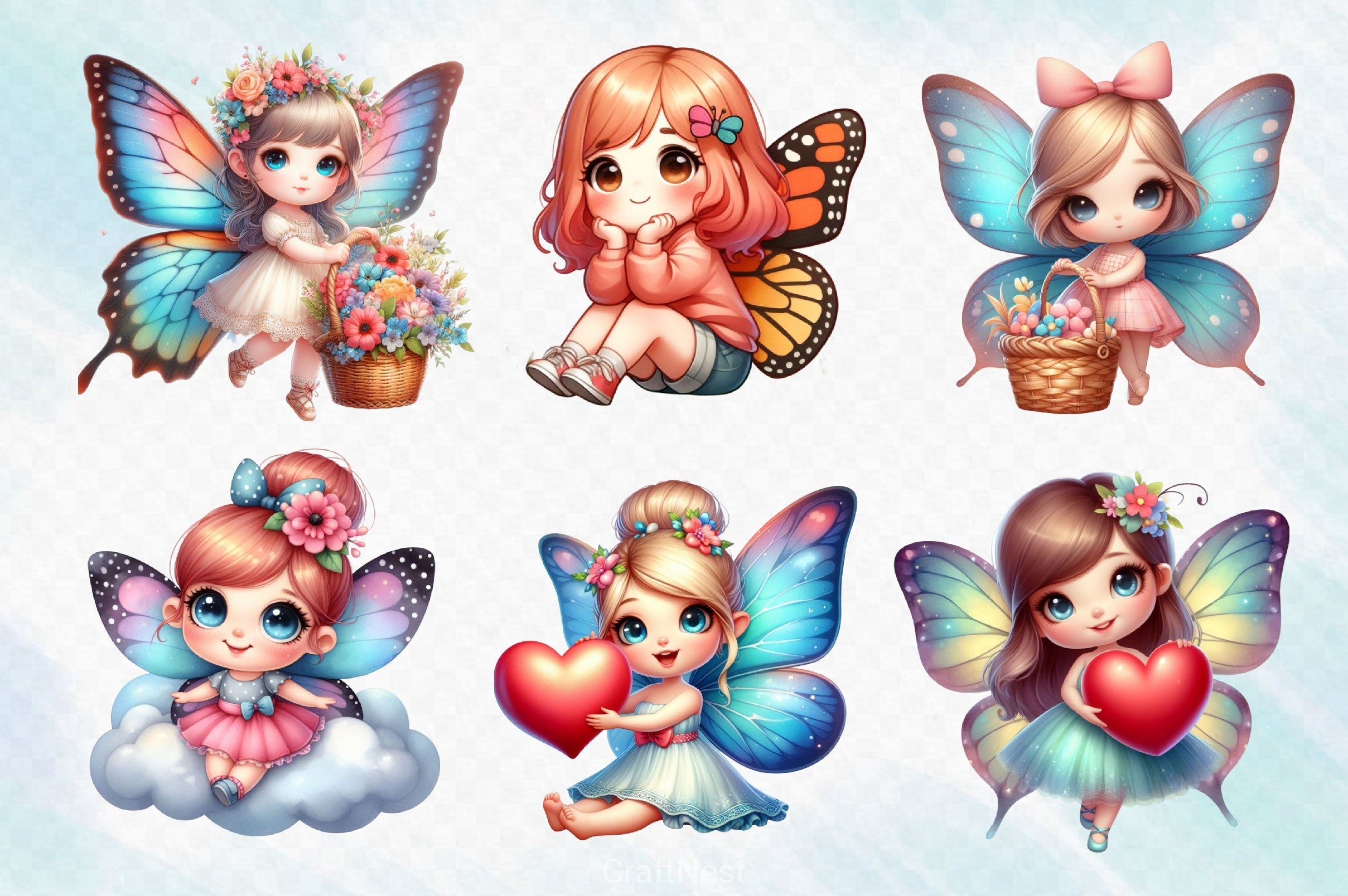 Adorable Fairy Girls Clipart Bundle