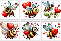 Valentine Bee Clipart Bundle - CraftNest - Digital Crafting and Art
