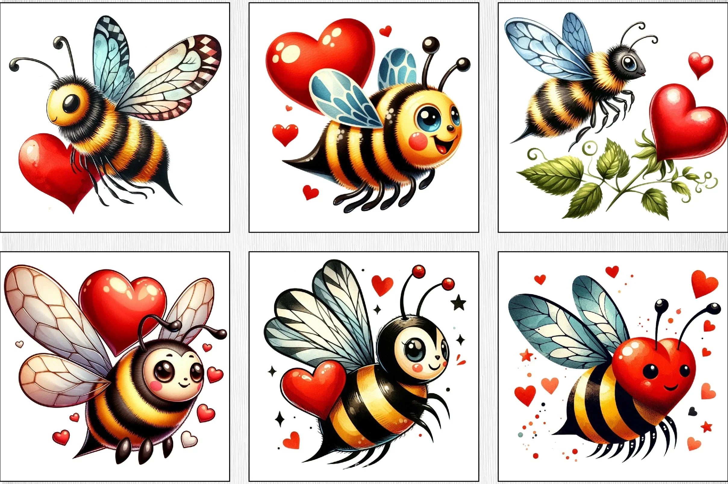 Valentine Bee Clipart Bundle - CraftNest - Digital Crafting and Art