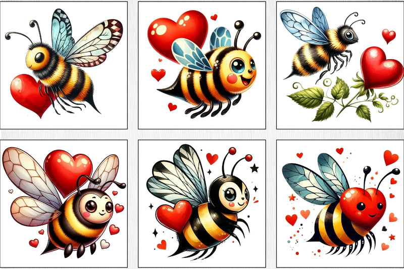 Valentine Bee Clipart Bundle - CraftNest - Digital Crafting and Art