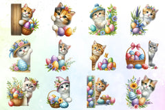 Easter Cat Peeking Clipart Bundle - CraftNest - Digital Crafting and Art