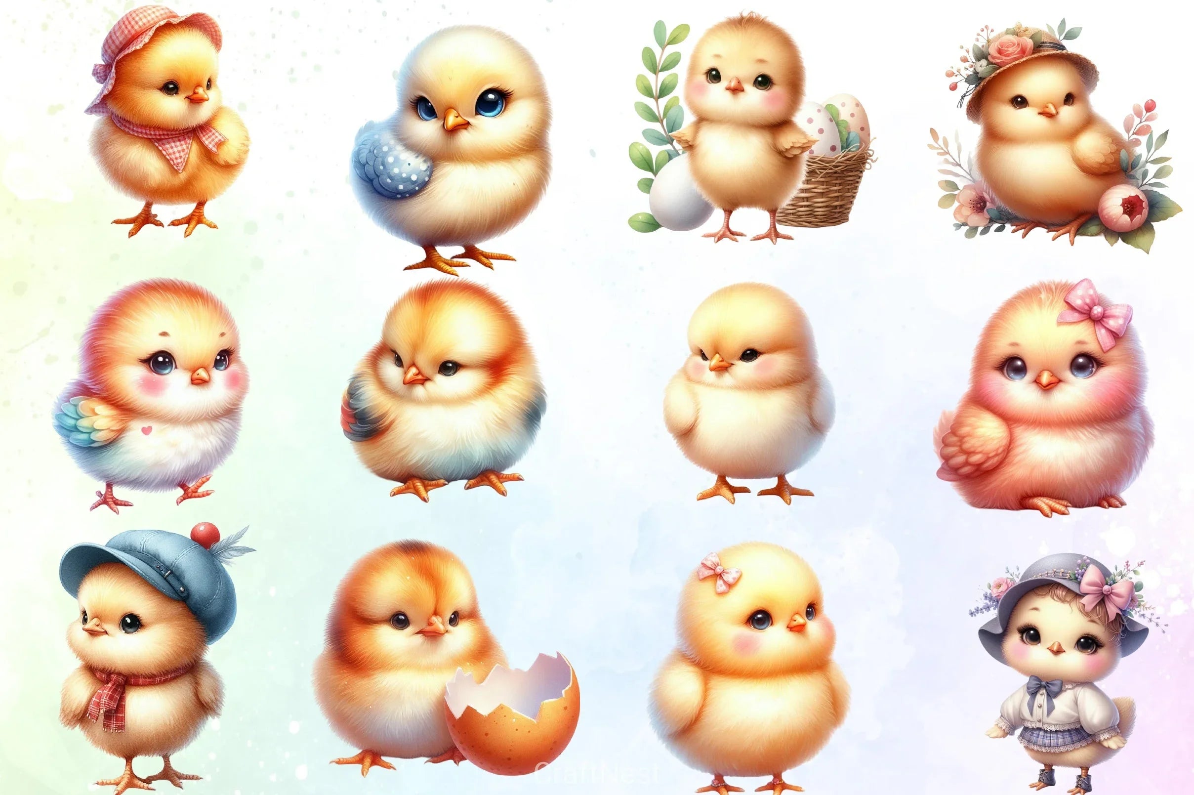 Cute Chick Clipart Bundle 3 - CraftNest - Digital Crafting and Art
