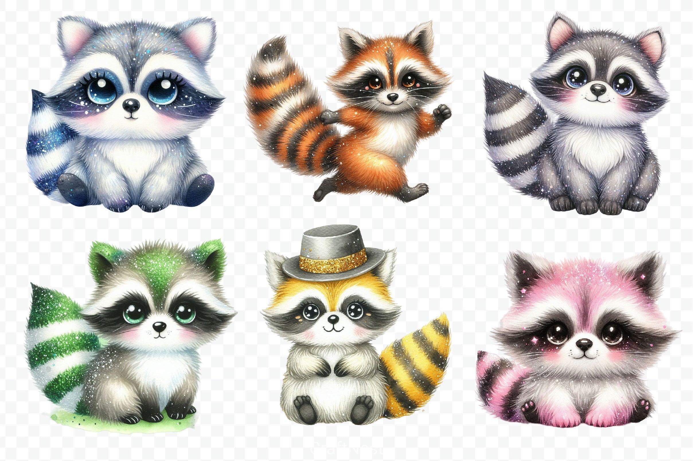 Cute Raccoon Clipart Bundle 3