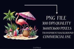 Summer Flamingo Clipart Bundle - CraftNest - Digital Crafting and Art